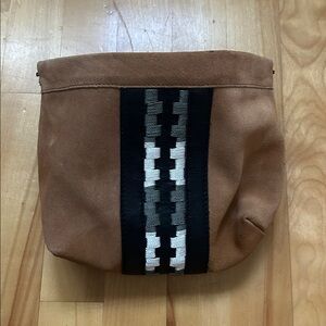 Genuine suede Kempton & Co Pouch with crafted woven leather detail